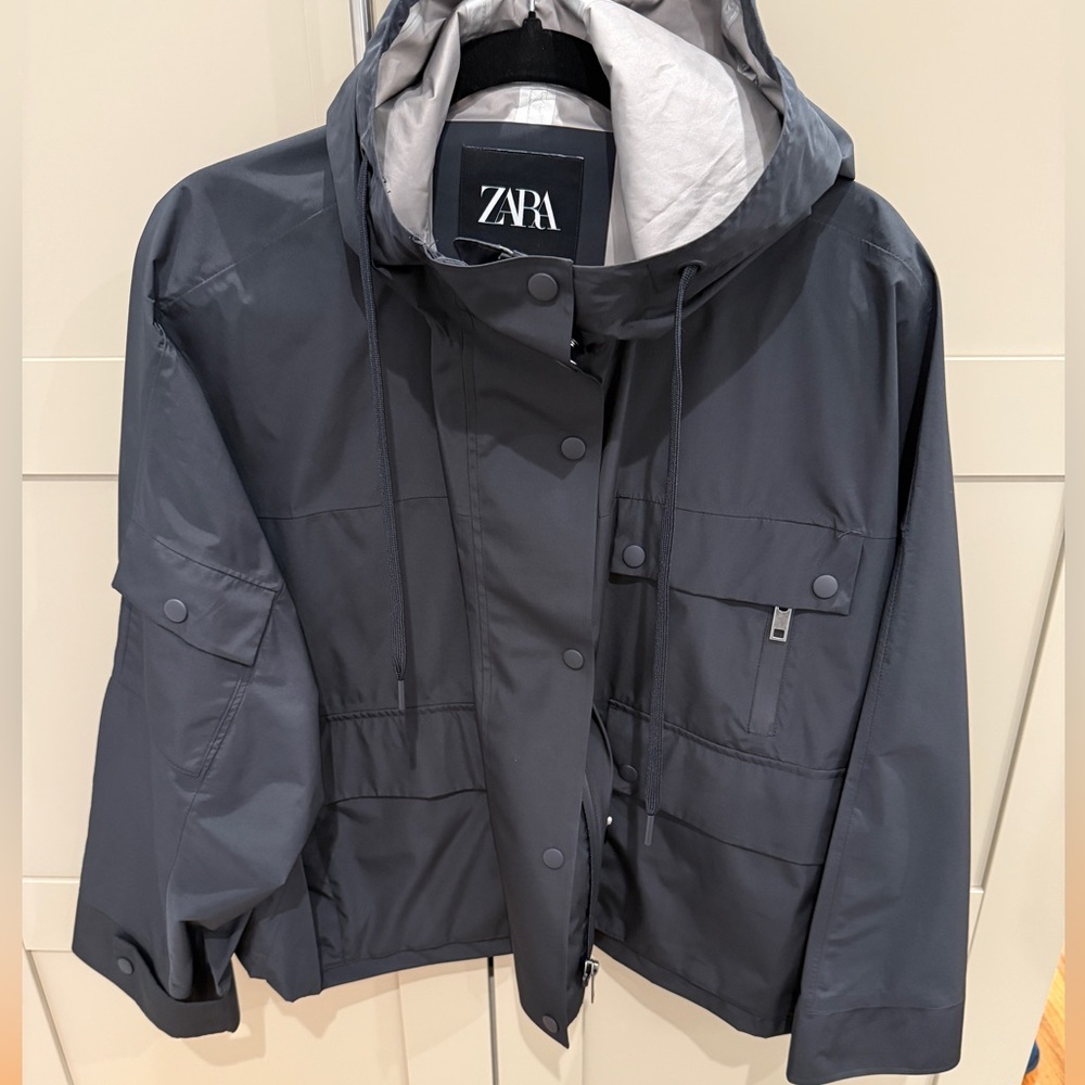 Zara women’s navy rain coat